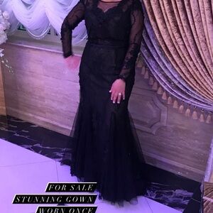 Black Label Black V-Neck Bishop Sleeve Gown